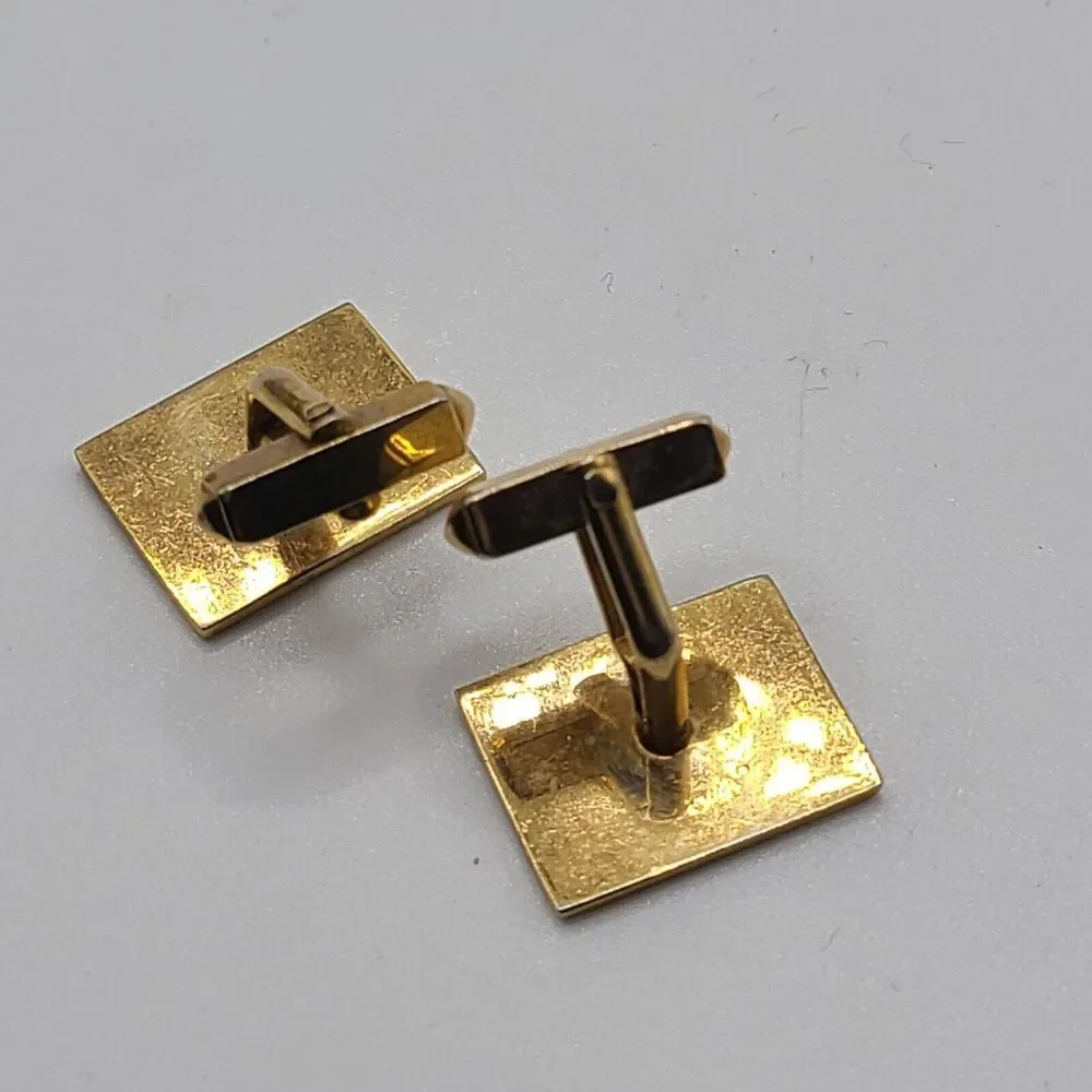Swank Vintage Green Red Argyle Patterned Cufflinks Mens Signed Gold Tone Holiday